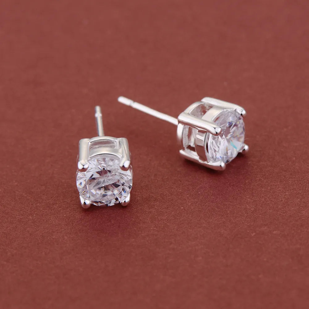 Sterling Silver Heart Stud Earrings for Women