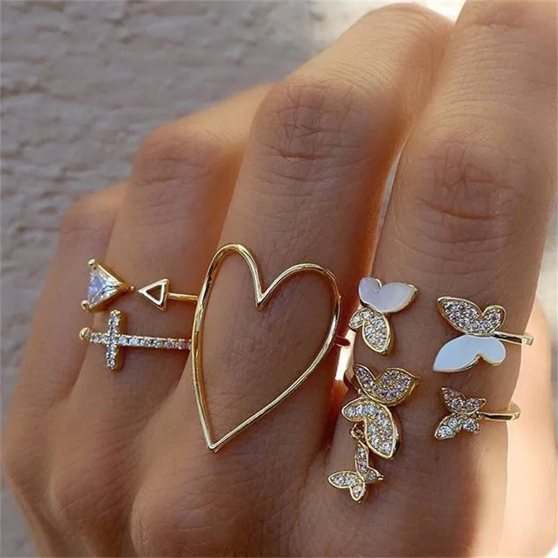 Silver Color Crystal Rings
