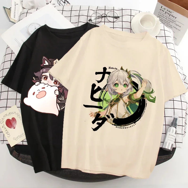 Genshin Impact Kawaii Graphic T-Shirt | Harajuku Anime Tee for Women