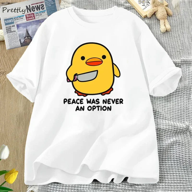“Peace Was Never An Option” Goose Graphic T-Shirt – Women’s Short Sleeve Tee