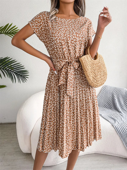 Women’s Floral Pleated A-Line Dress