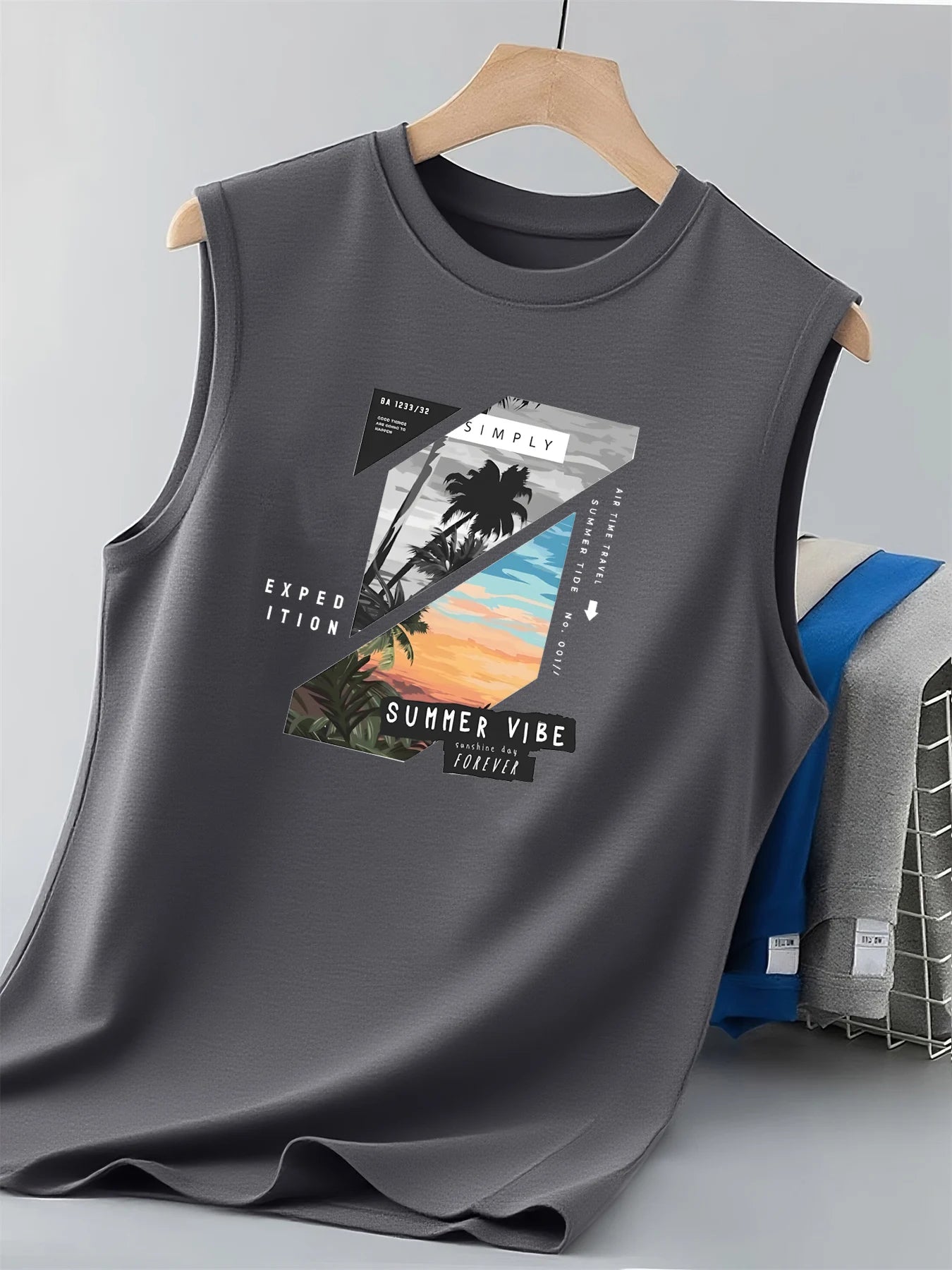 Men’s Summer Sleeveless Tank Top – Coconut Tree Print