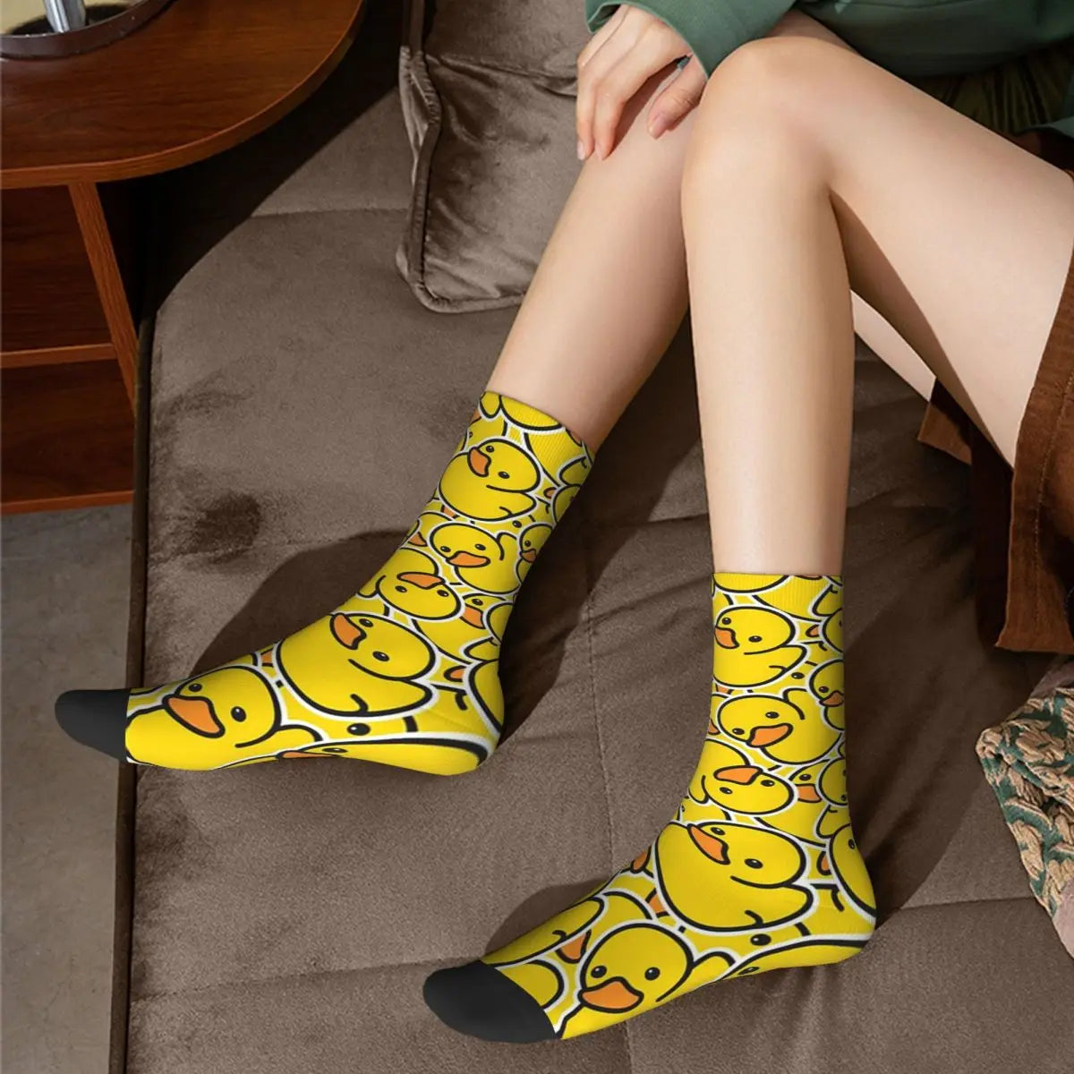 Yellow Bathtime Rubber Ducks Pattern Socks | Harajuku Style All-Season Crew Socks