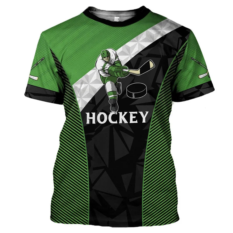 Vintage Field Hockey 3D Print T-Shirt | Hockey Stick Graphic Short Sleeve Streetwear Tee