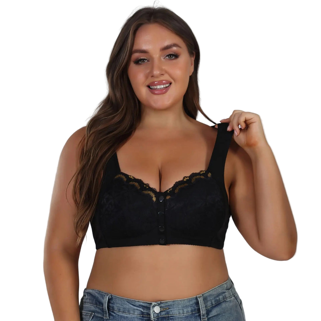 Soft Cotton Thin Cup Front Buckle Bras | Extra Comfortable, Wire-Free, Lace Vest Style