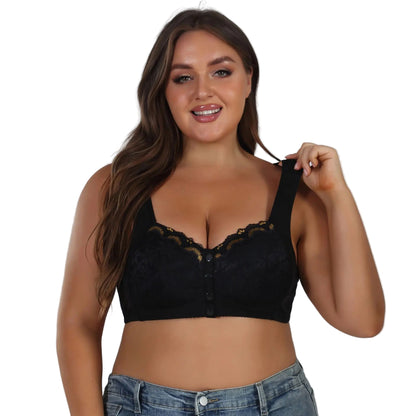 Soft Cotton Thin Cup Front Buckle Bras | Extra Comfortable, Wire-Free, Lace Vest Style