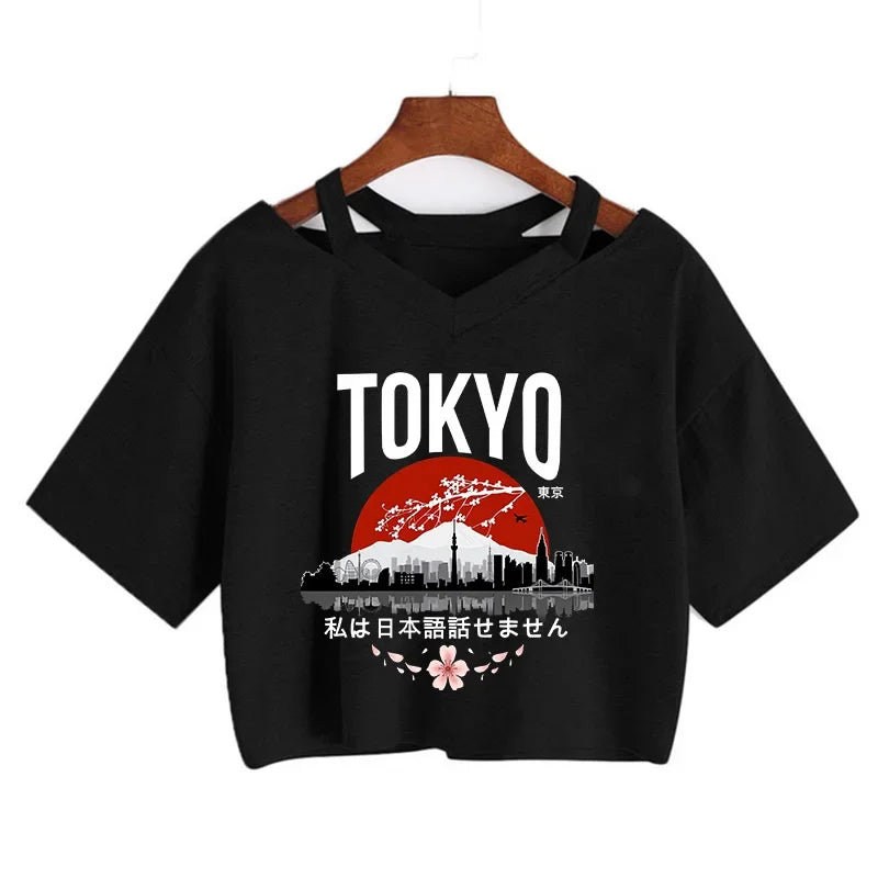 Y2K Graphic Cropped T-Shirt for Women | Harajuku Gothic Korean Style Tee