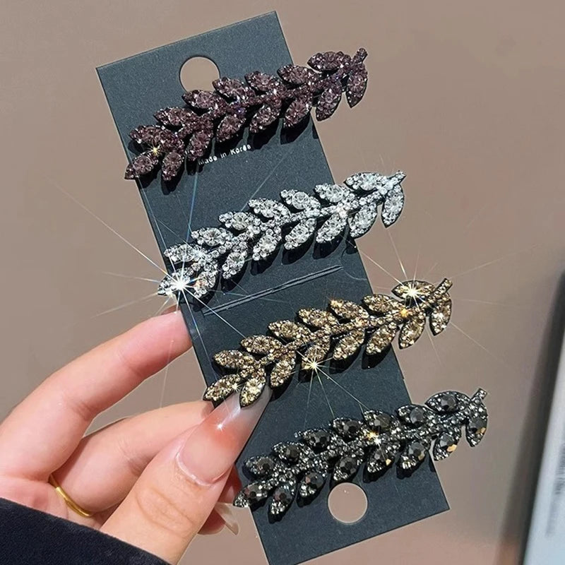 Elegant Rhinestone Sparkling Wheat Hair Clips for Women