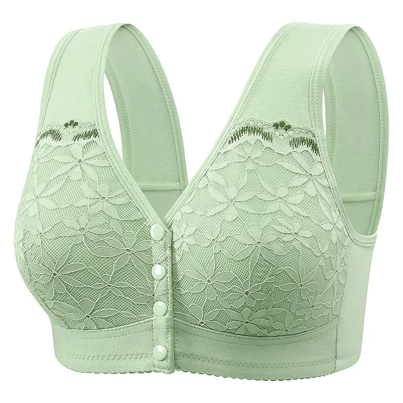 Soft Cotton Thin Cup Front Buckle Bras | Extra Comfortable, Wire-Free, Lace Vest Style