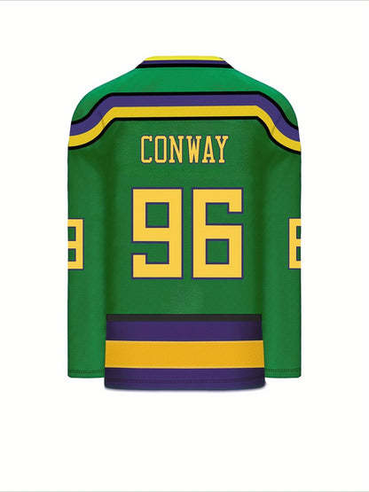 Men’s Ice Hockey Jersey | Green 3D Printed Quick-Dry Long-Sleeve Top