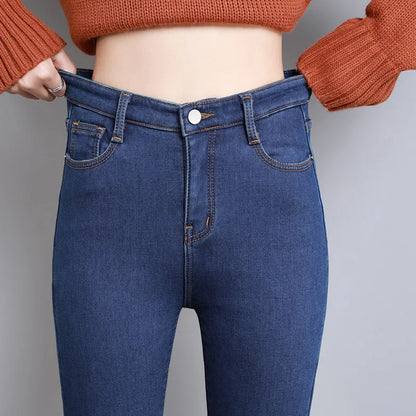 New Women Thermal Jeans Winter Snow Warm Plush Stretch Jeans