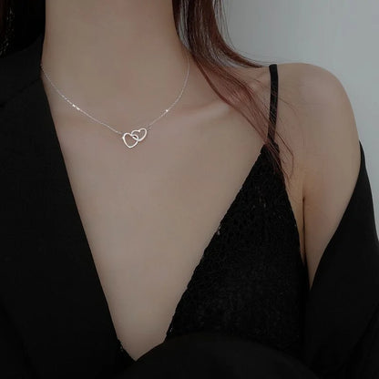 Double Heart Gold Stainless Steel Choker for Women &amp; Couples