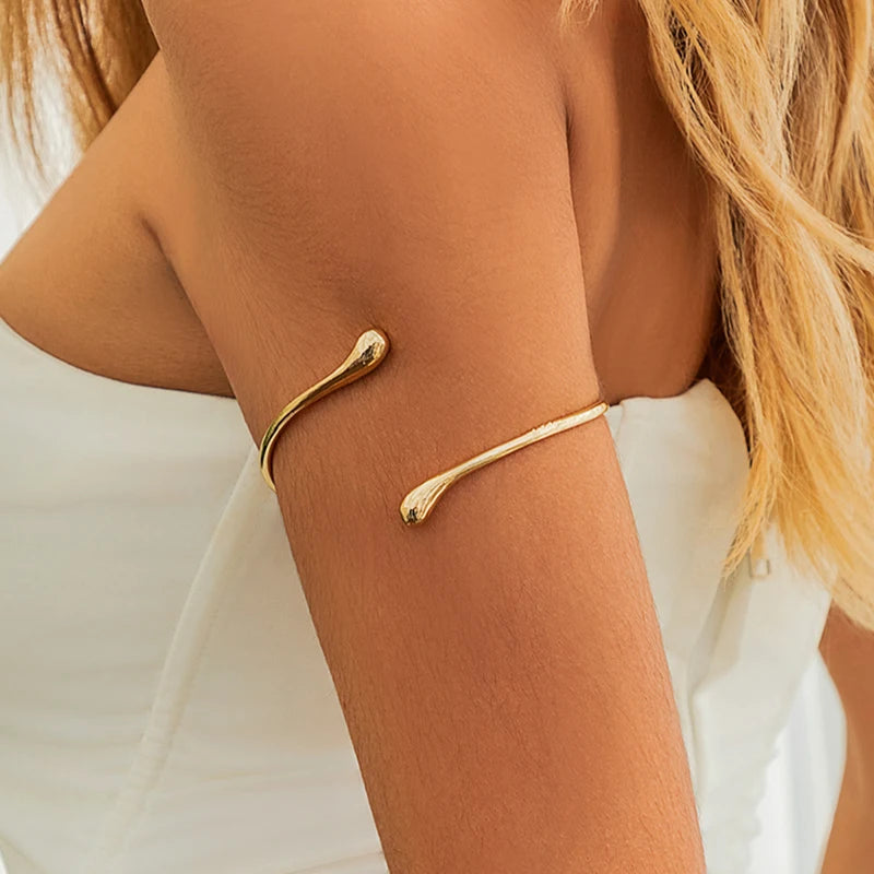 Vintage Water Drop Open Cuff Bangle