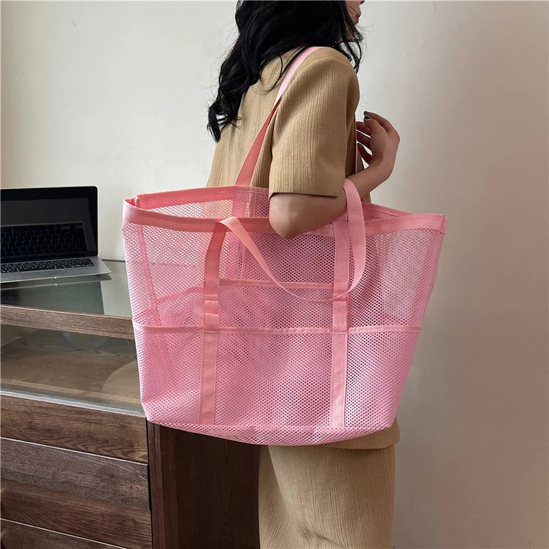 Women’s Portable Mesh Beach Tote Bag