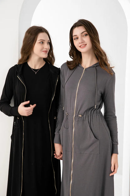 Spring/Summer Women’s Modal Fabric Loose Style Gold Zipper Dress