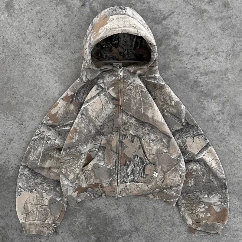 Retro Camouflage Hoodie for Women – Streetwear Style