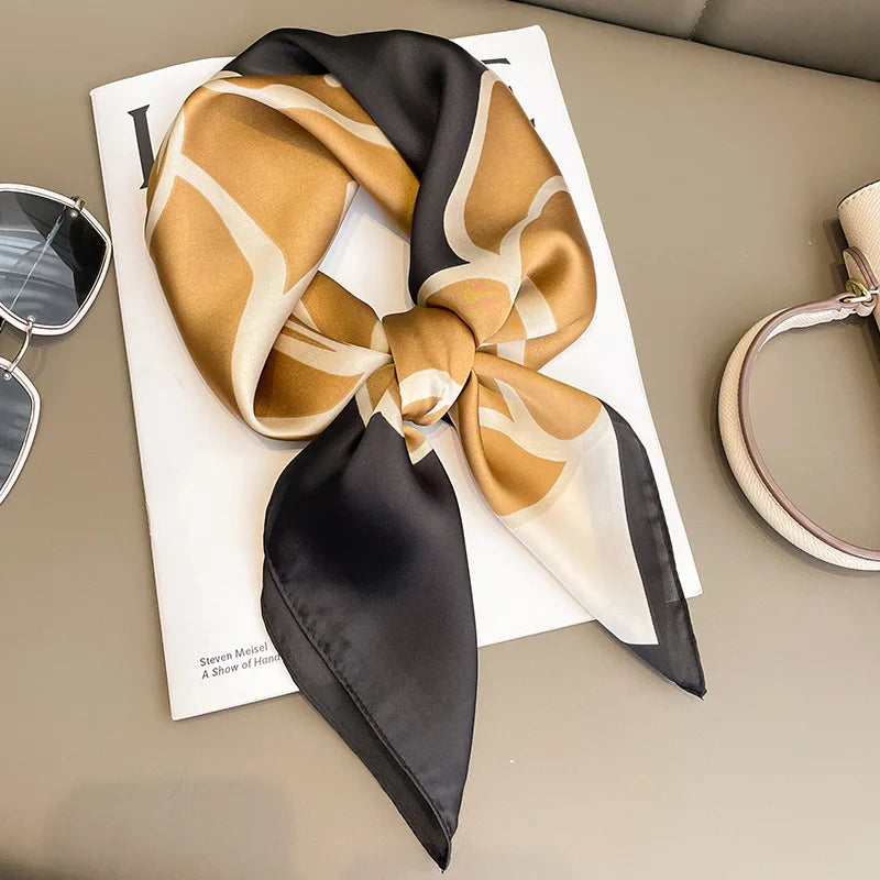 Striped Imitation Silk Scarf for Women