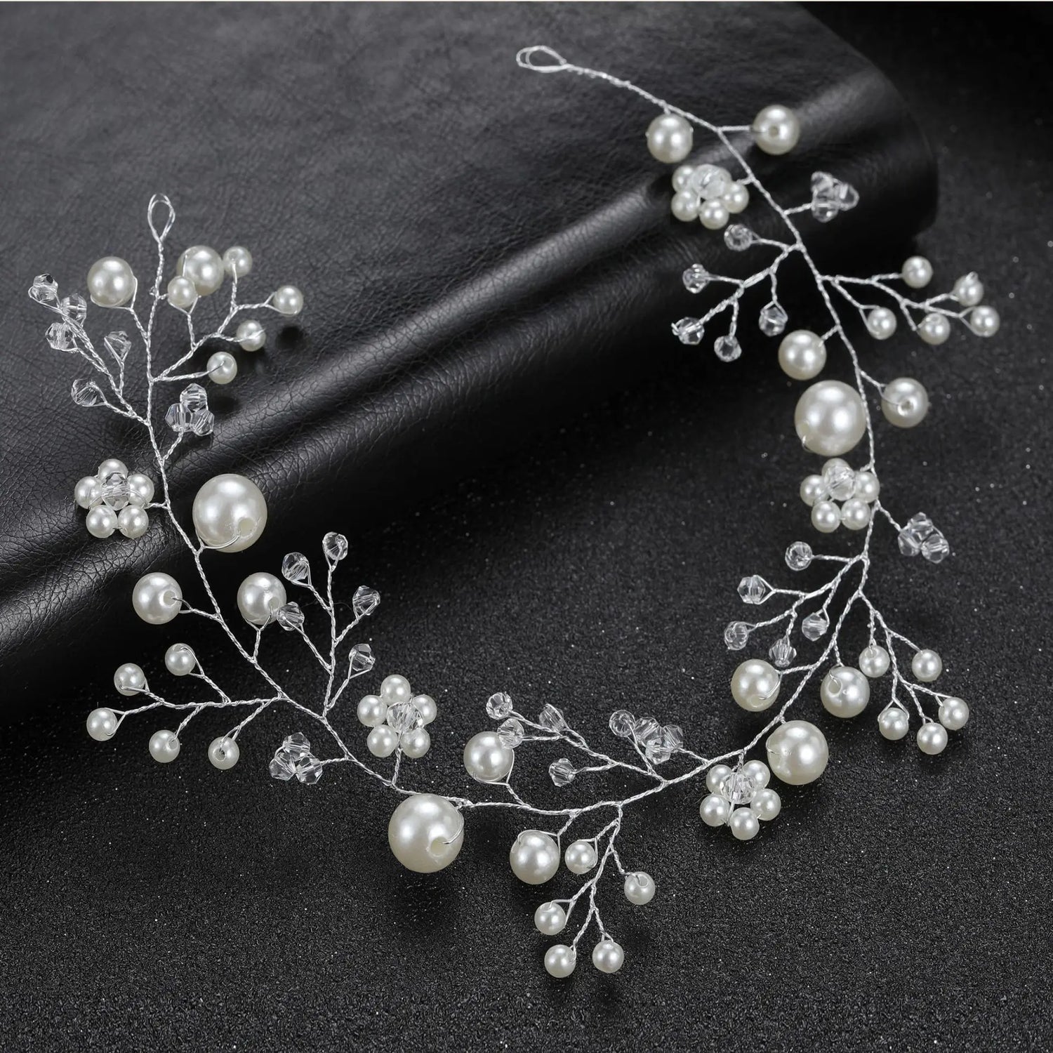 Elegant Crystal &amp; Pearl Bridal Headband for Women
