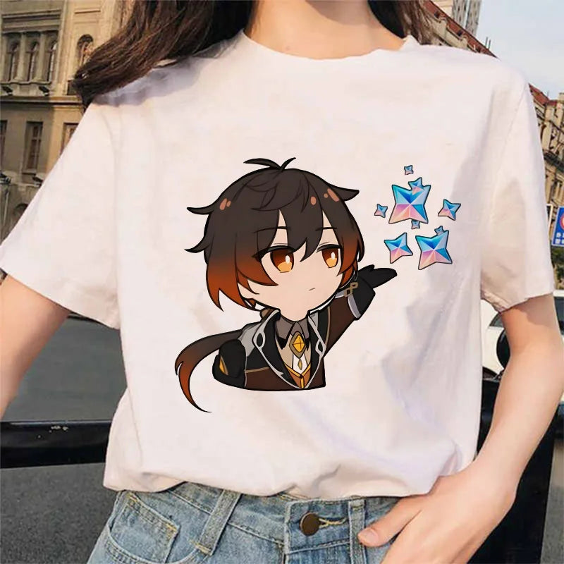 Women’s Genshin Impact Zhong Li T-Shirt | Cartoon Streetwear Tee