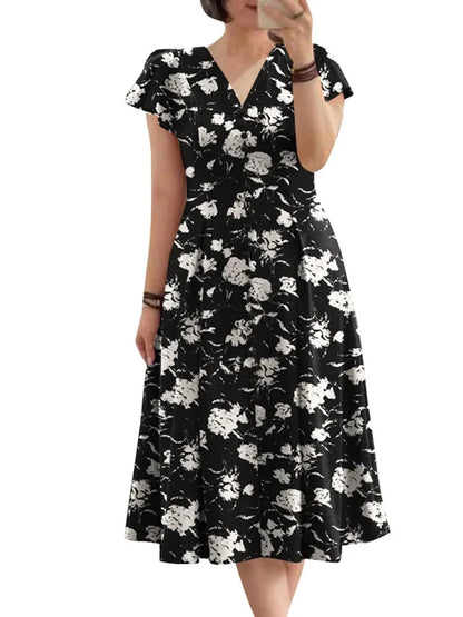 ZANZEA Fashion Floral Print Midi Dress