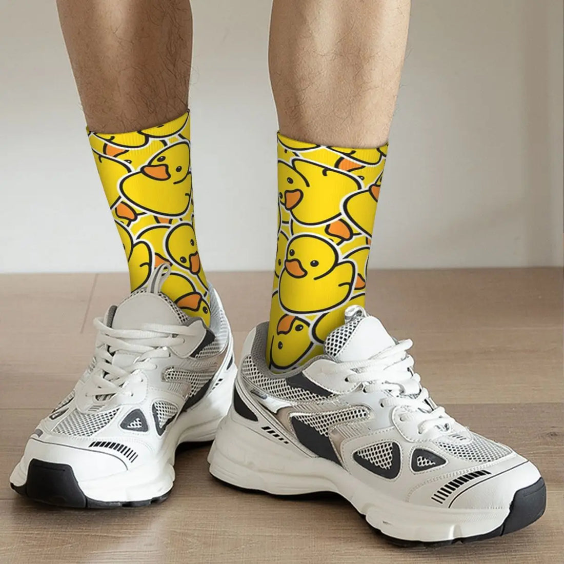 Yellow Bathtime Rubber Ducks Pattern Socks | Harajuku Style All-Season Crew Socks