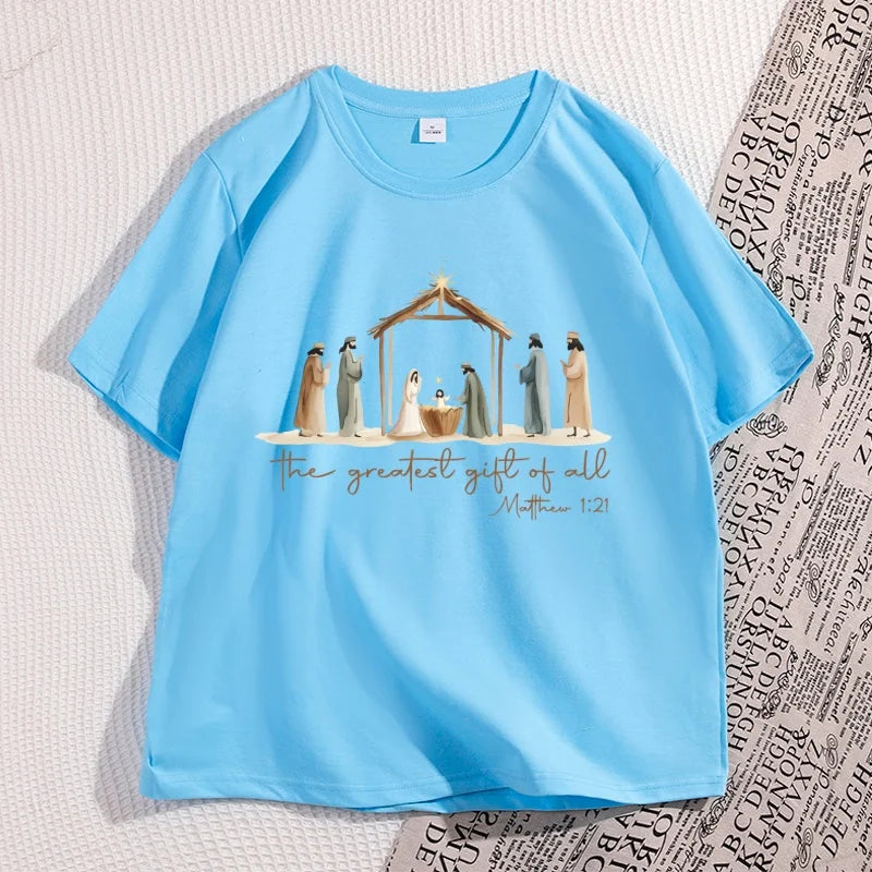 The Greatest Gift of All Nativity Christmas T-Shirt | Religious Jesus Graphic Tee