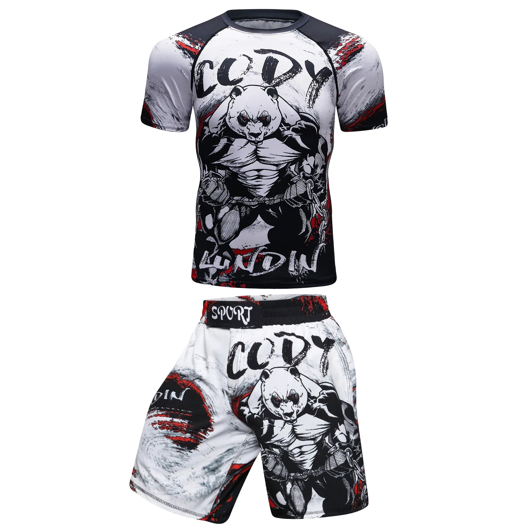 Two-Piece Sportswear Set – Rashguard &amp; MMA Shorts
