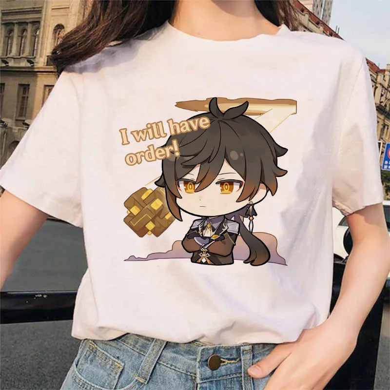 Women’s Genshin Impact Zhong Li T-Shirt | Cartoon Streetwear Tee