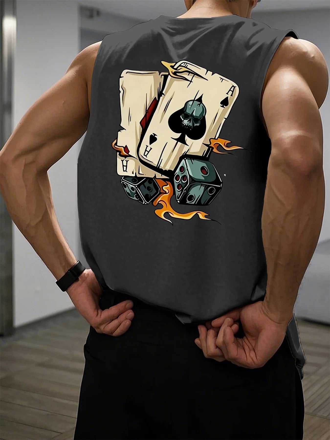 Men’s Dice &amp; Poker Print Sleeveless Tank Top
