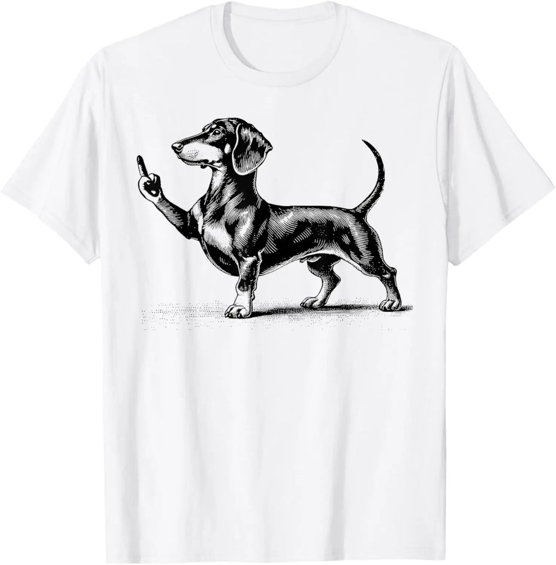 Black Dachshund Middle Finger Funny Graphic T-Shirt | Unisex Casual Streetwear Tee
