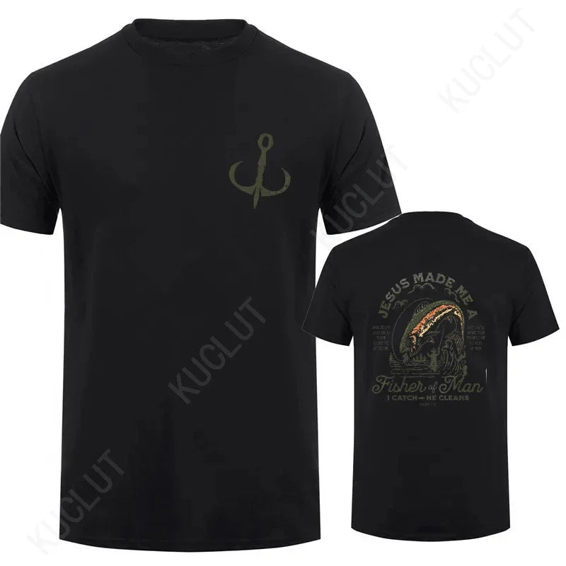 Christian Shirts for Men Christian T Shirts Fisher of Men TShirts Gift for Men Jesus Bible Verse Shirt Dad Birthday Gift Tops