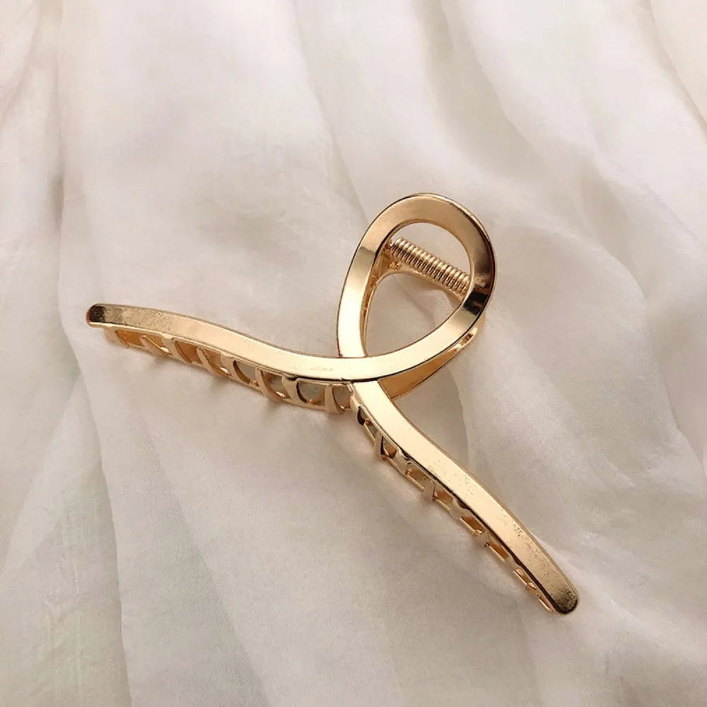Gold Hollow Geometric Metal Hair Clip for Women