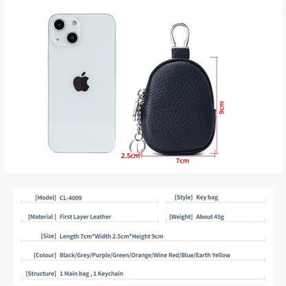 Mini Leather Coin Purse with Key Ring