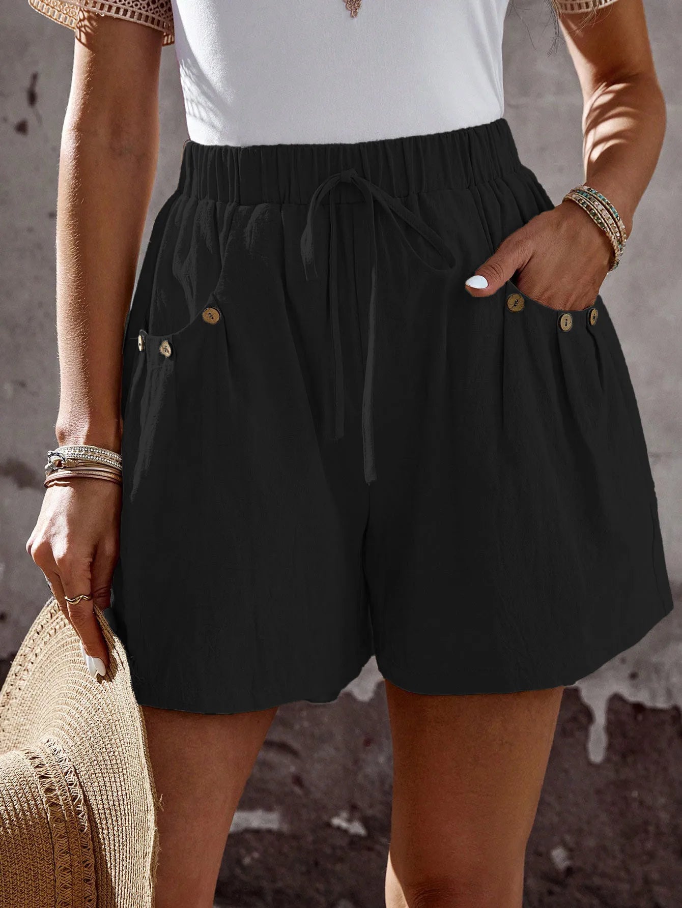 European &amp; American Style Summer Casual Shorts | Elastic Waistband with Drawstring &amp; Pockets