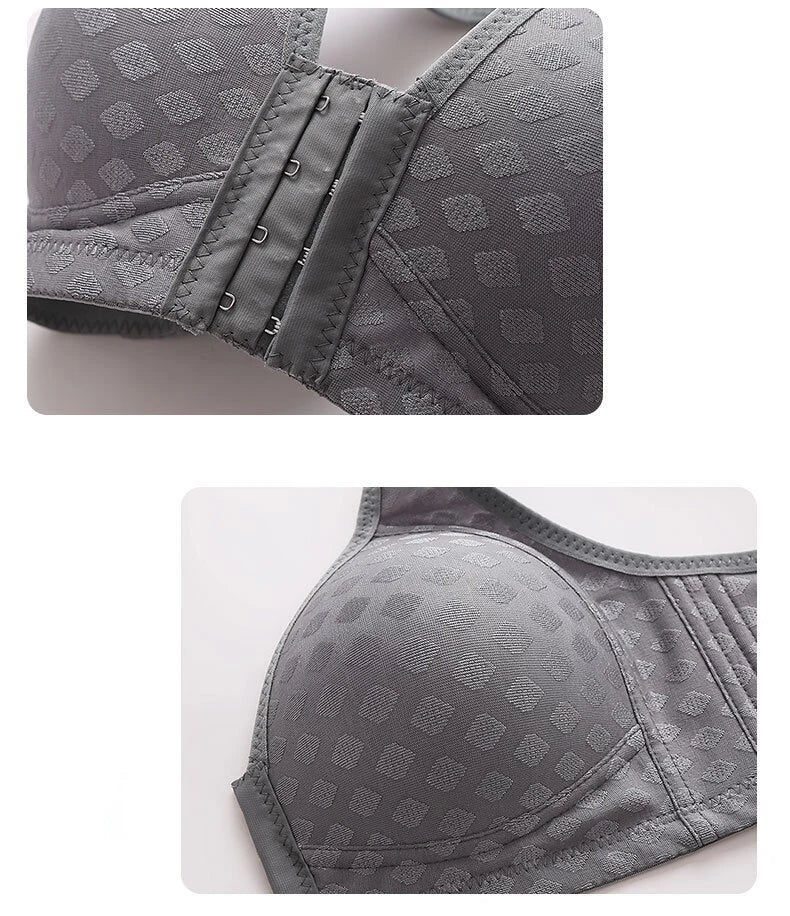 FallSweet Plus Size Front Closure Seamless Push-Up Bralette | Plaid Print, Wireless Comfort Bras