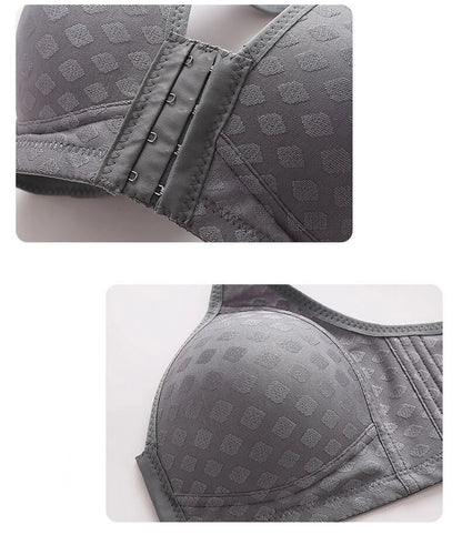 FallSweet Plus Size Front Closure Seamless Push-Up Bralette | Plaid Print, Wireless Comfort Bras