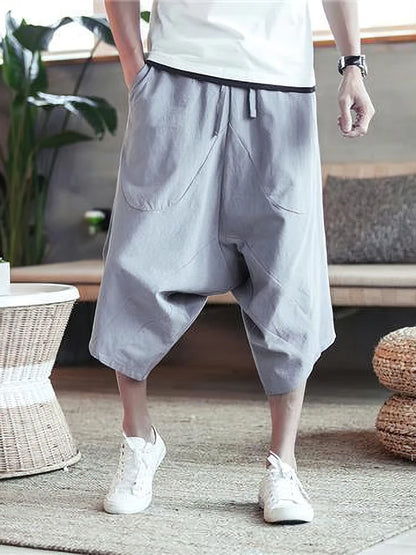 Men’s Cotton Linen Wide-Leg Shorts | Japanese Casual Summer Wear