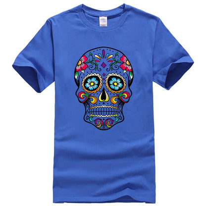 Men’s Skull Print Street Style T-Shirt | 100% Cotton, Loose Fit, Summer Casual Tee