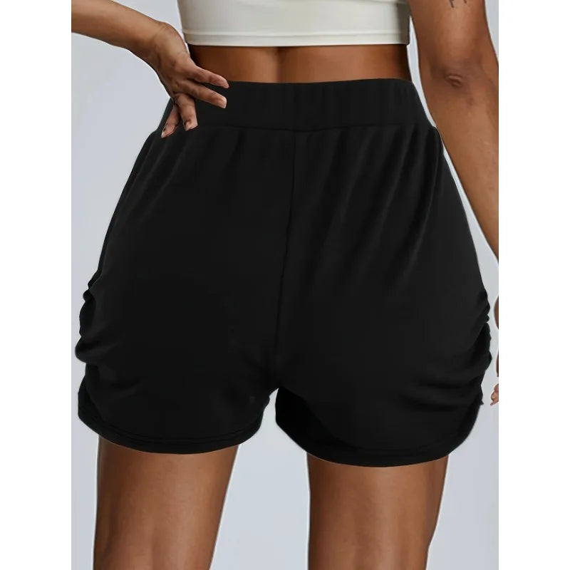 Women’s High-Waisted Pleated Double Pocket Casual Shorts | Solid Color, Summer Comfort