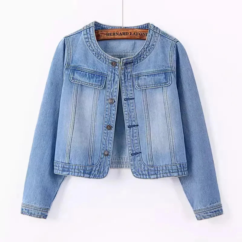 5XL New Quarter sleeved O neck Denim Jacket For women&