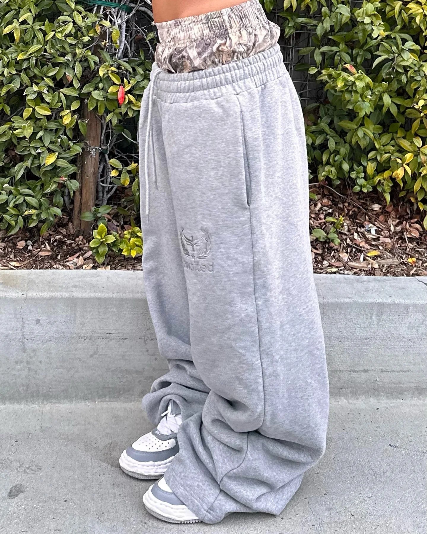 Double Waist Embroidered Sweatpants