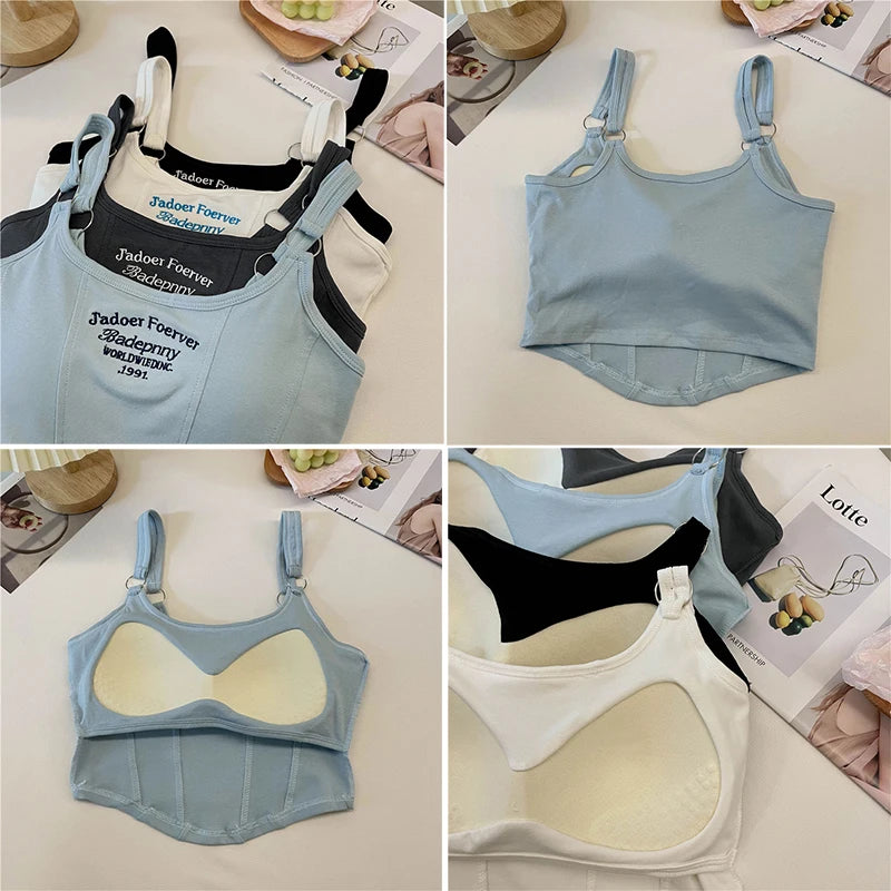Women Crop Top Summer Irregular Hem Slim Tank Tops