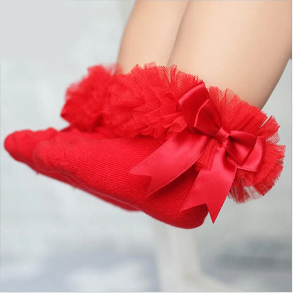 Princess Tutu Lace Ruffle Ankle Socks for Girls (0–6Y)