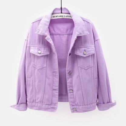 Classic Denim Jacket Women Jeans 2023 Jean Boyfriend Jackets for Women Oversize Loose Coat Veste Femme Purple White Yellow Mujer