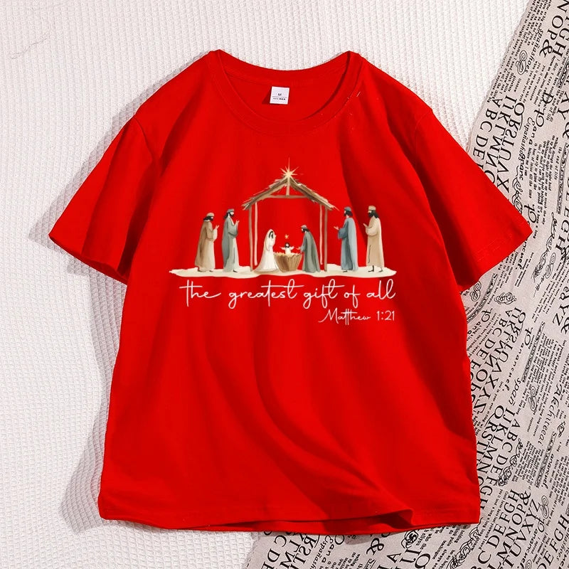 The Greatest Gift of All Nativity Christmas T-Shirt | Religious Jesus Graphic Tee
