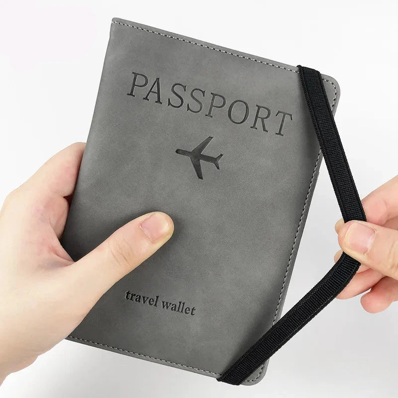 PU Leather RFID Blocking Passport Holder Travel Wallet for Men &amp; Women