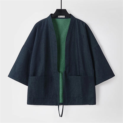 Denim Shirts Men 9XL Plus Size Kimono Shirts Summer Cardigan Jacket Fashion Casual Solid Color Shirts Big Size 9XL