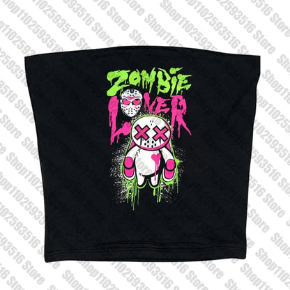 Y2K Anime Letter Crop Top for Women