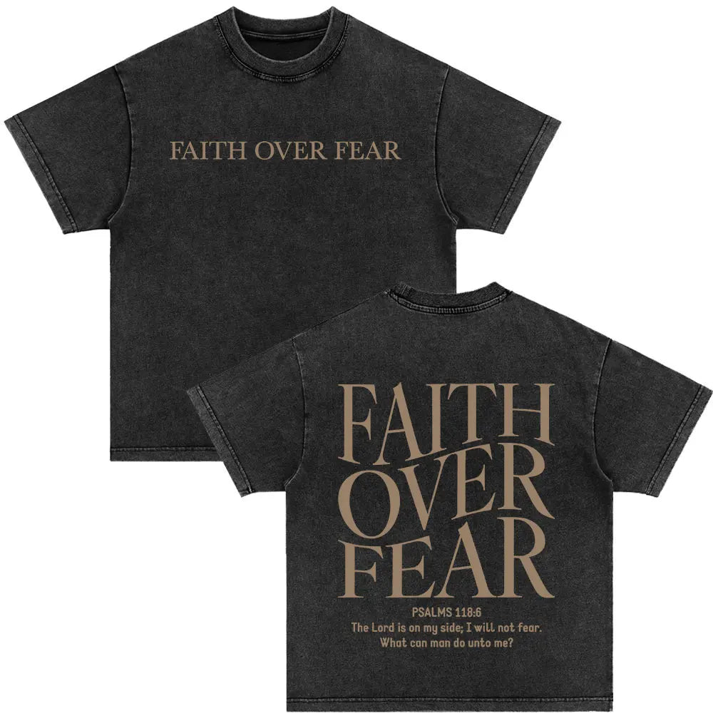Christian Strength in Jesus Bible Verse Vintage Washed T-shirts Men Women Fashion Harajuku Oversized T Shirt 100% Cotton T-shirt