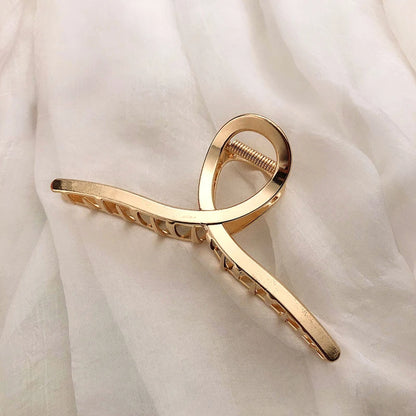 Gold Hollow Geometric Metal Hair Clip for Women